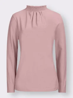 Stehkragenshirt mit Raffungen im Vorderteil
