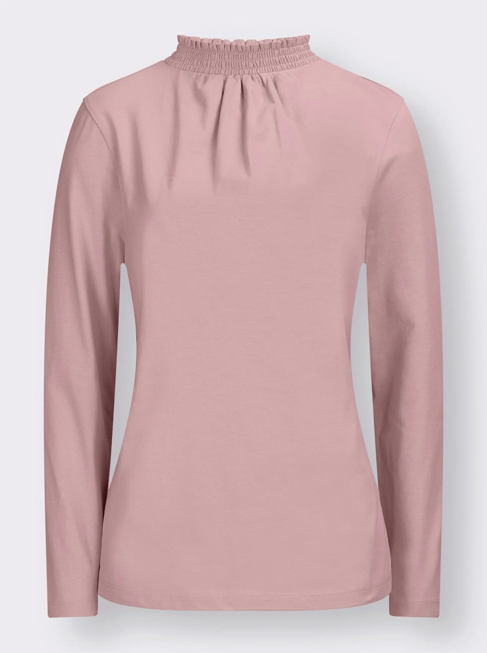 Stehkragenshirt mit Raffungen im Vorderteil
