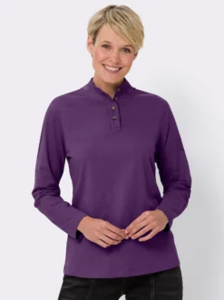 Stehkragenshirt mit Schmuckknöpfen