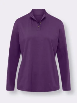 Stehkragenshirt mit Schmuckknöpfen