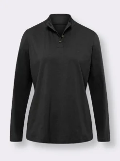 Stehkragenshirt mit Schmuckknöpfen