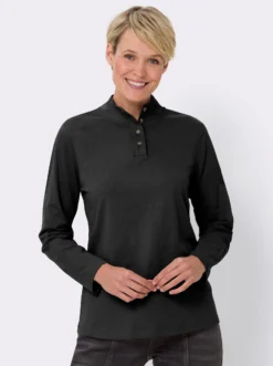 Stehkragenshirt mit Schmuckknöpfen