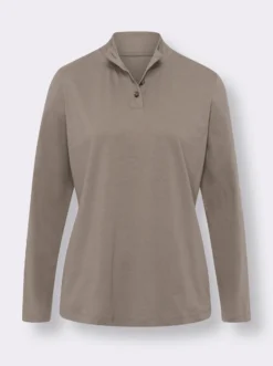Stehkragenshirt mit Schmuckknöpfen