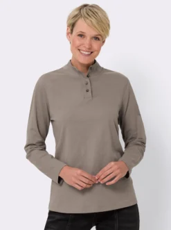 Stehkragenshirt mit Schmuckknöpfen