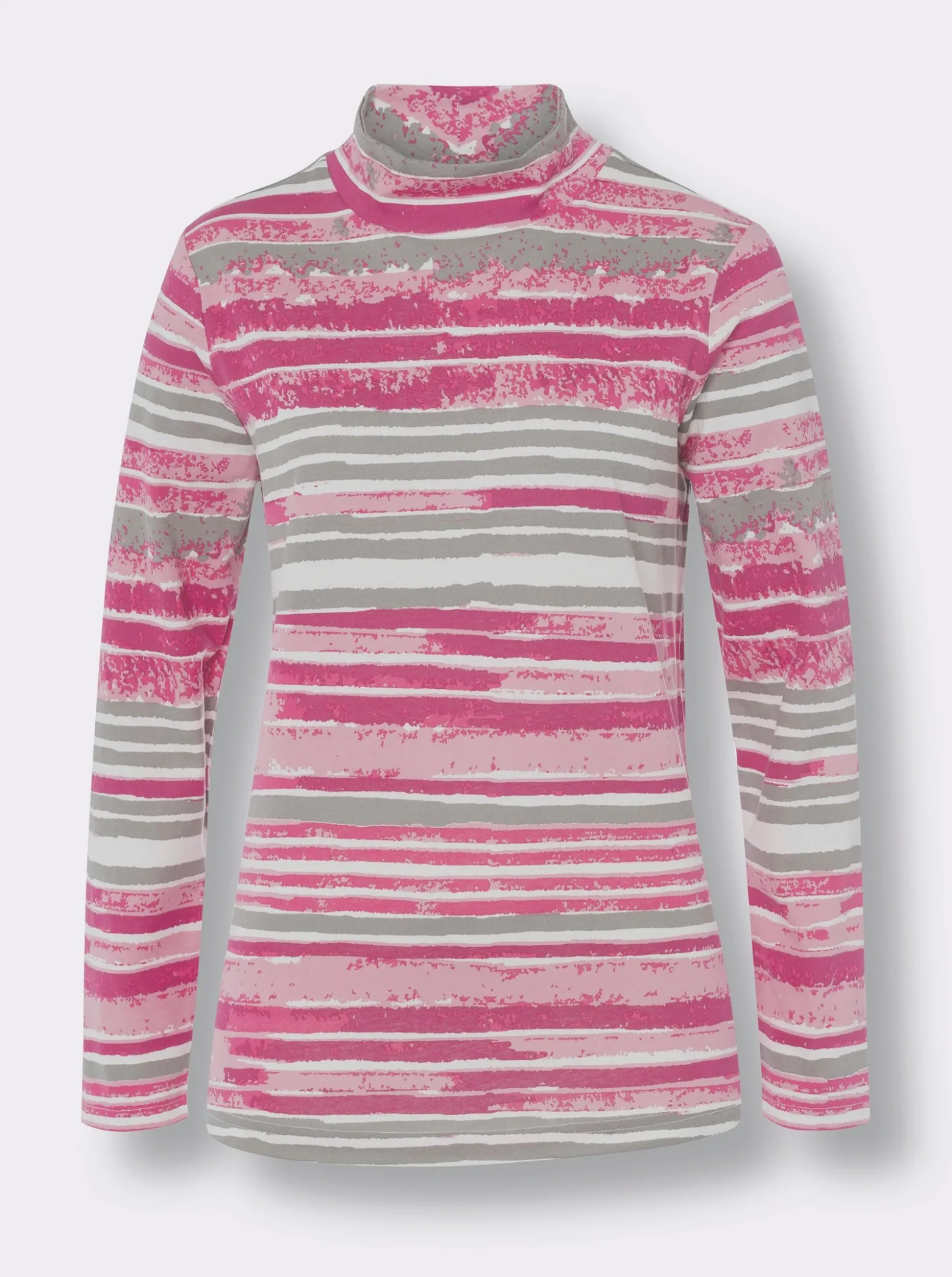 Stehkragenshirt mit Streifen-Muster
