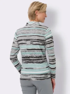 Stehkragenshirt mit Streifen-Muster