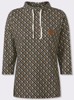 Stehkragenshirt mit weitem Stehkragen