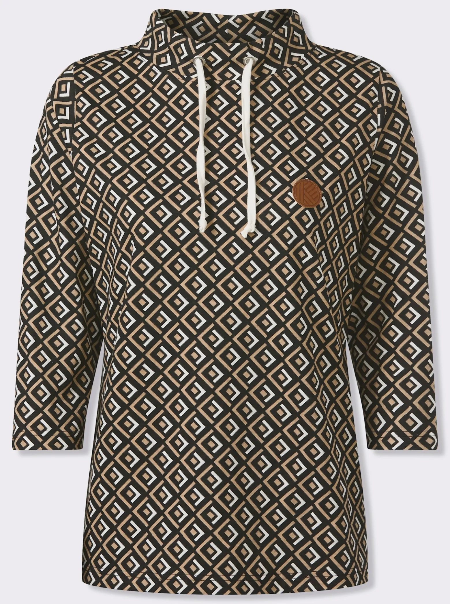 Stehkragenshirt mit weitem Stehkragen