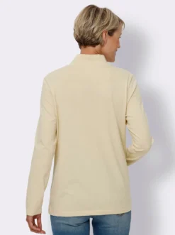 Stehkragenshirt mit Zierknöpfen an der Schulterpartie
