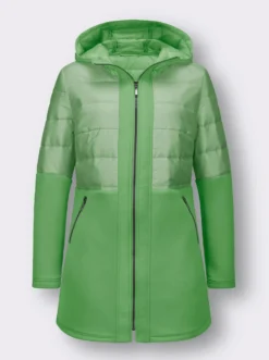 Steppjacke im Material-Mix