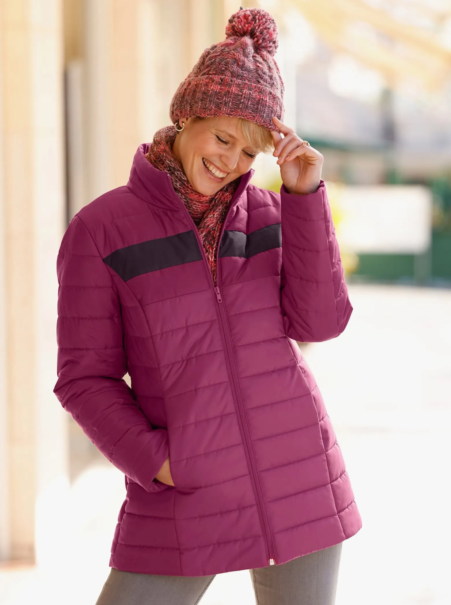 Steppjacke in längerer Form, winterwarm