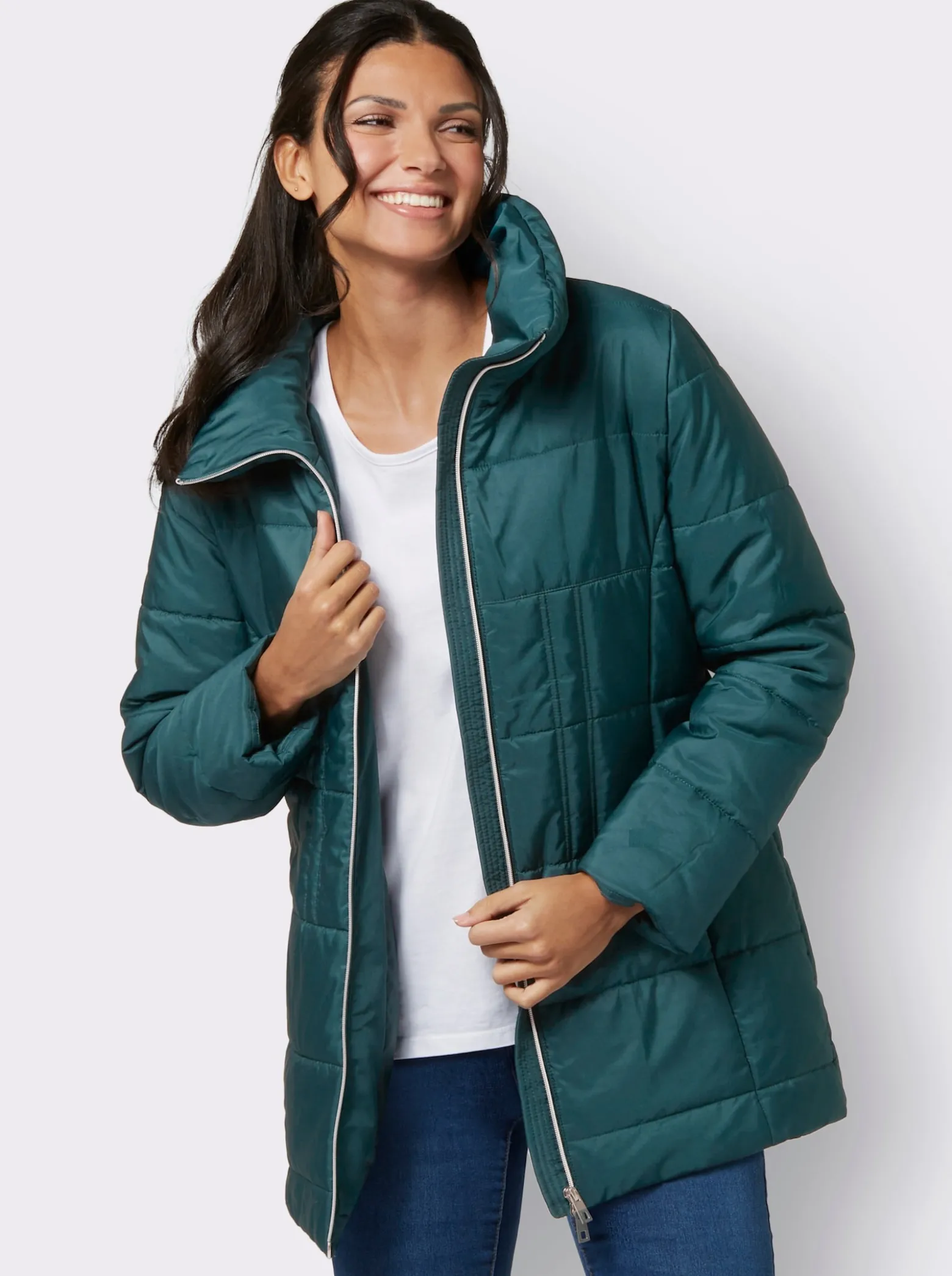 Steppjacke in taillierter Longform