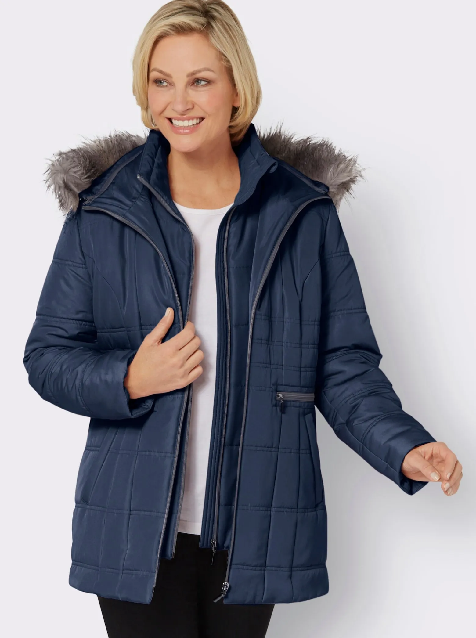 Steppjacke mit abnehmbarer Kapuze, wattiert