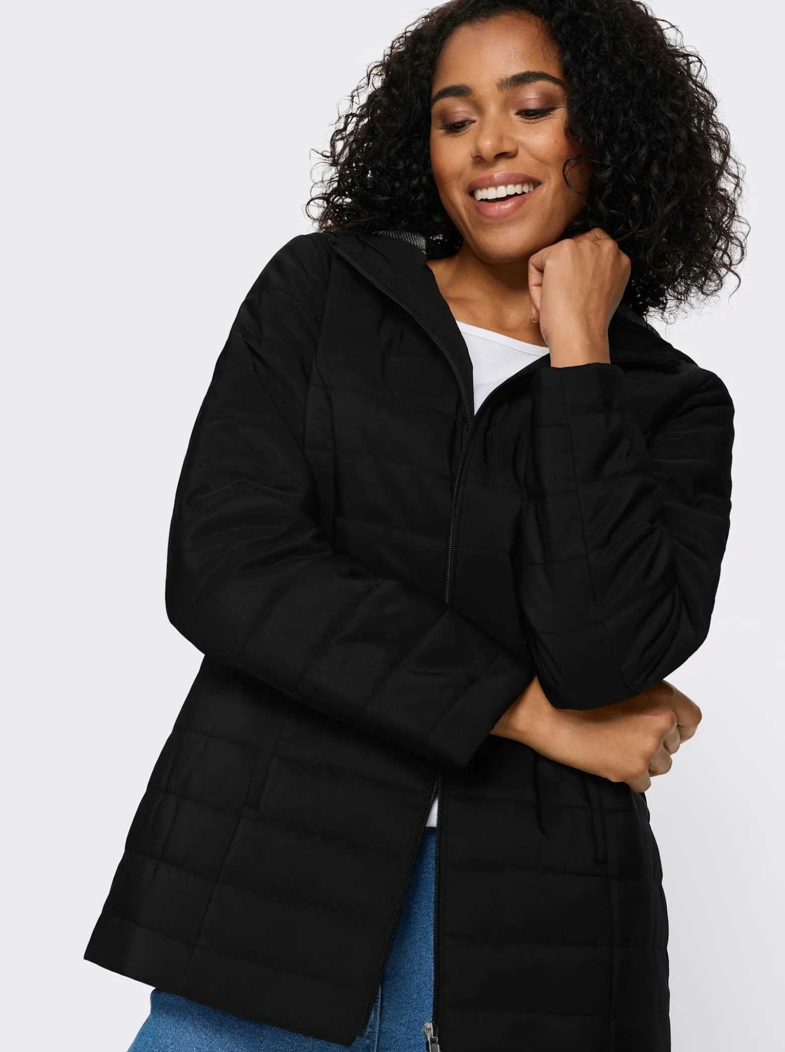 Steppjacke mit bedrucktem Futter