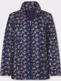 Steppjacke mit Blüten-Druck