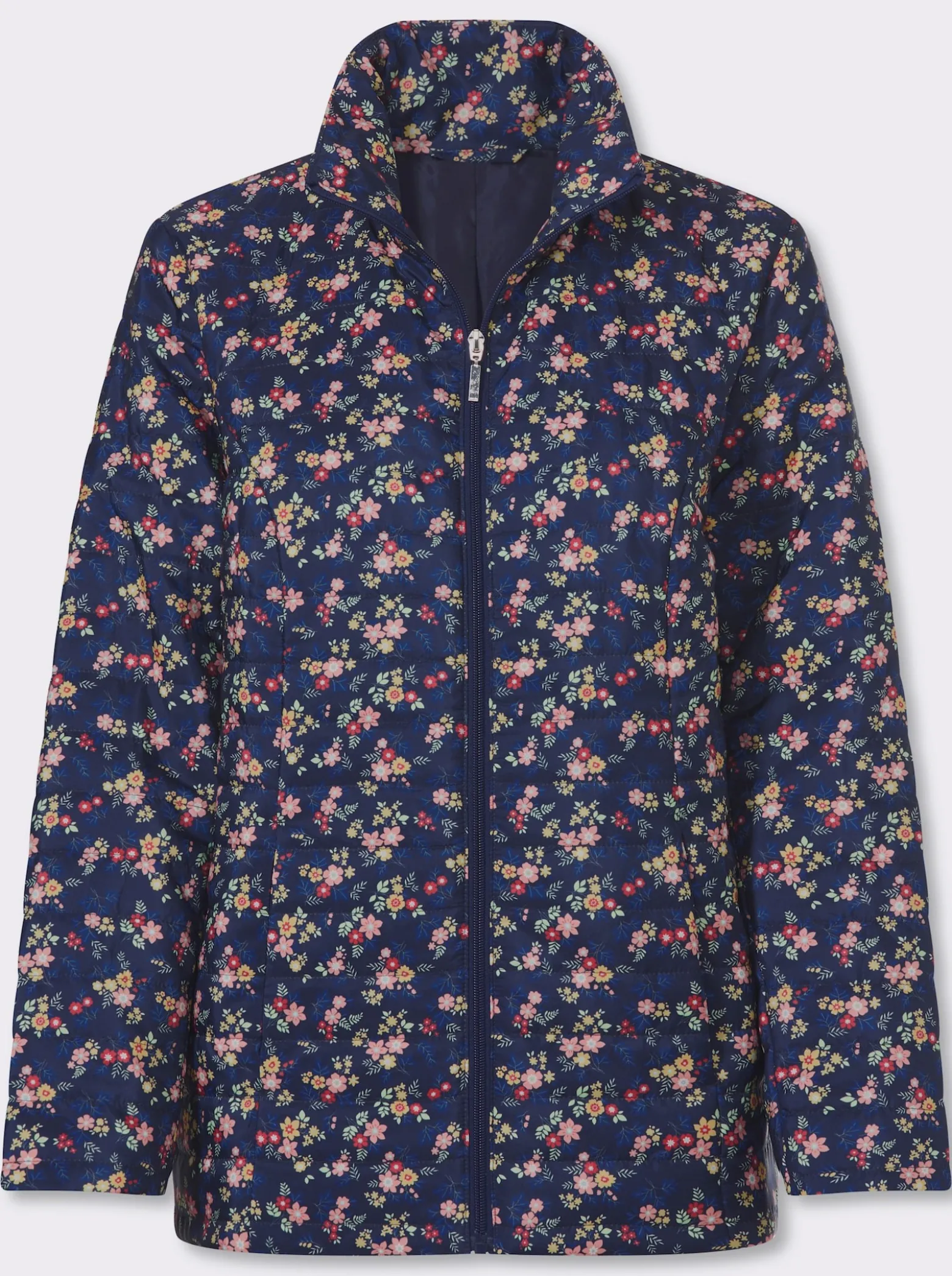 Steppjacke mit Blüten-Druck