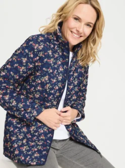 Steppjacke mit Blüten-Druck