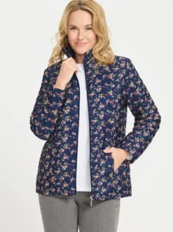 Steppjacke mit Blüten-Druck