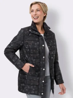 Steppjacke mit Blüten-Muster
