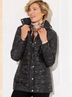 Steppjacke mit Blüten-Muster