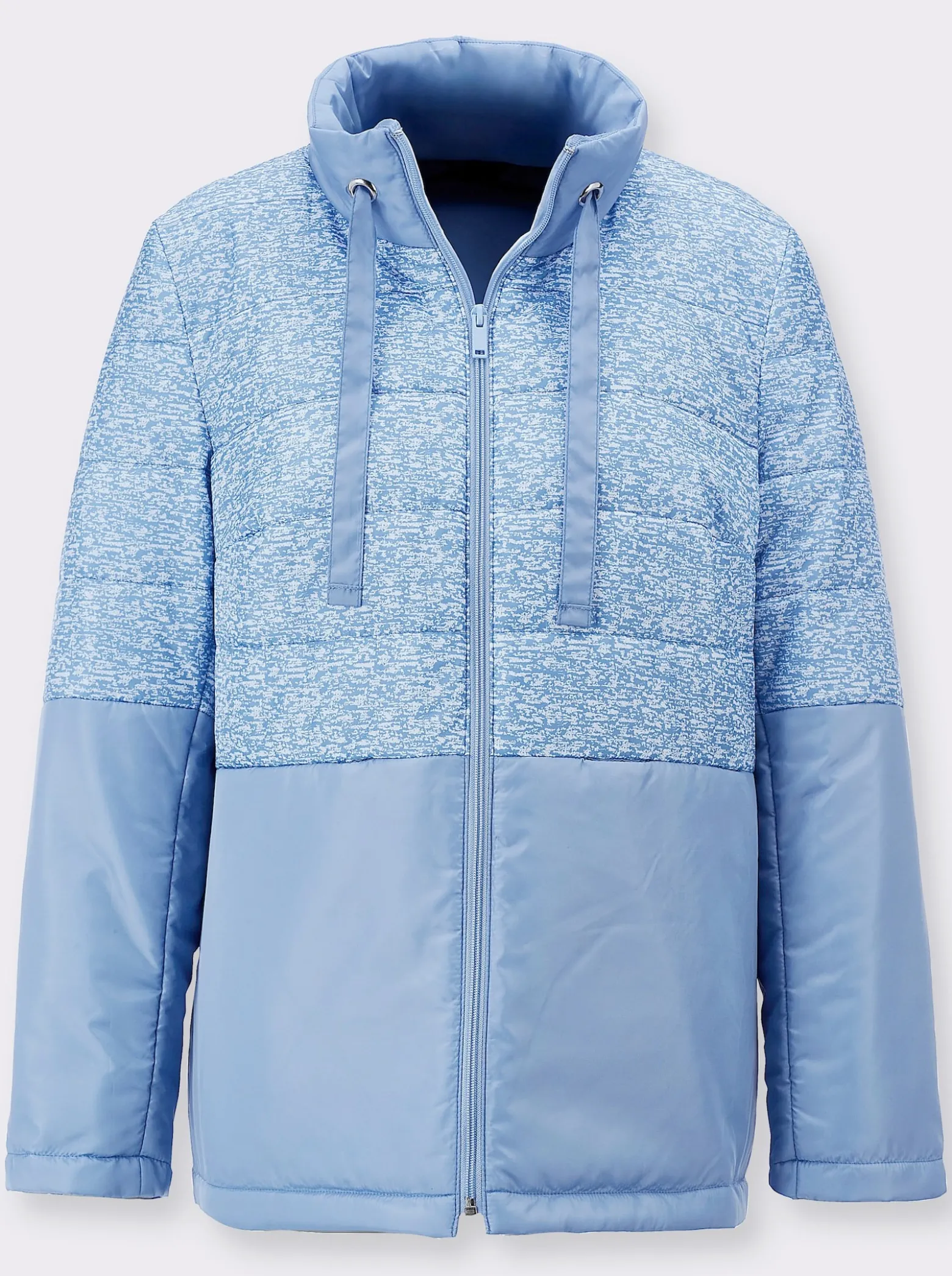 Steppjacke mit Druck in Melange-Optik