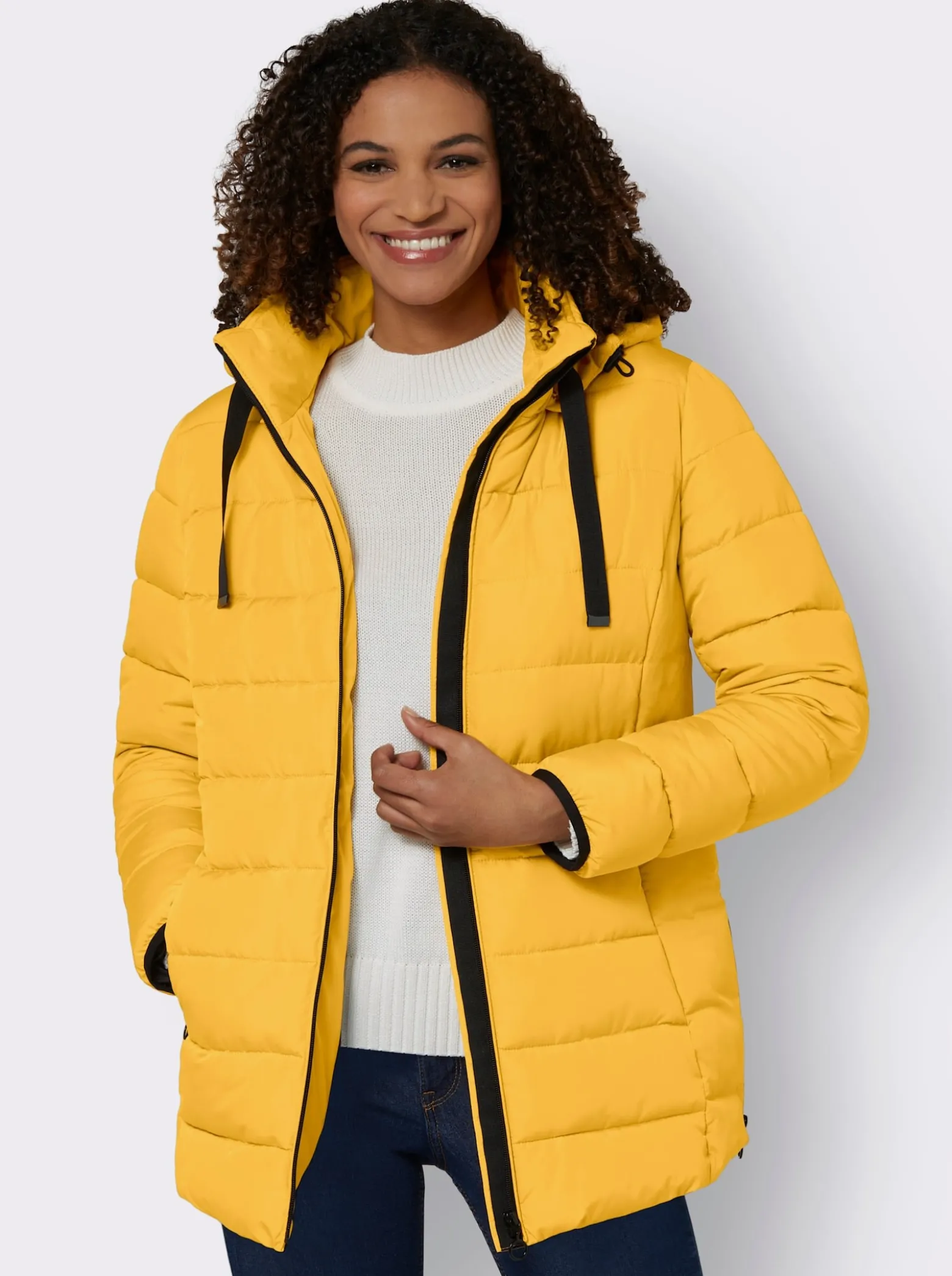 Steppjacke mit elastischer Kontrast-Paspelierung