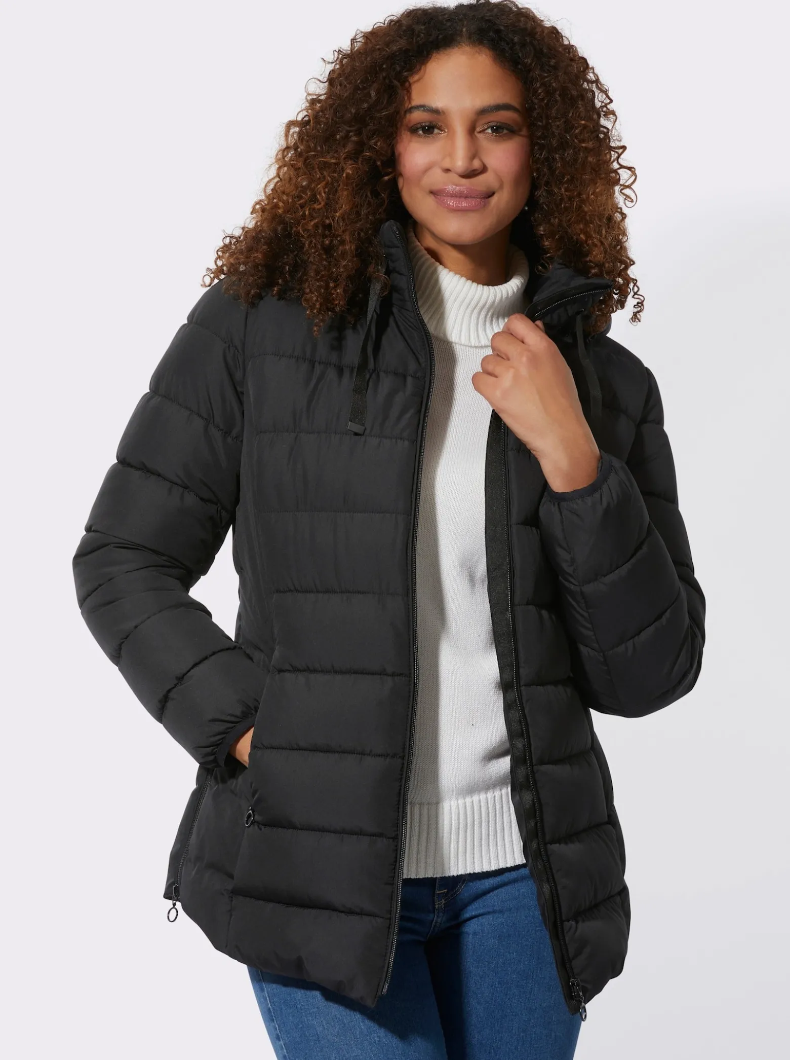 Steppjacke mit elastischer Kontrast-Paspelierung