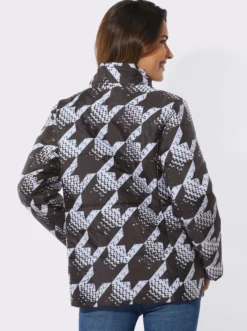 Steppjacke mit Hahnentritt-Muster