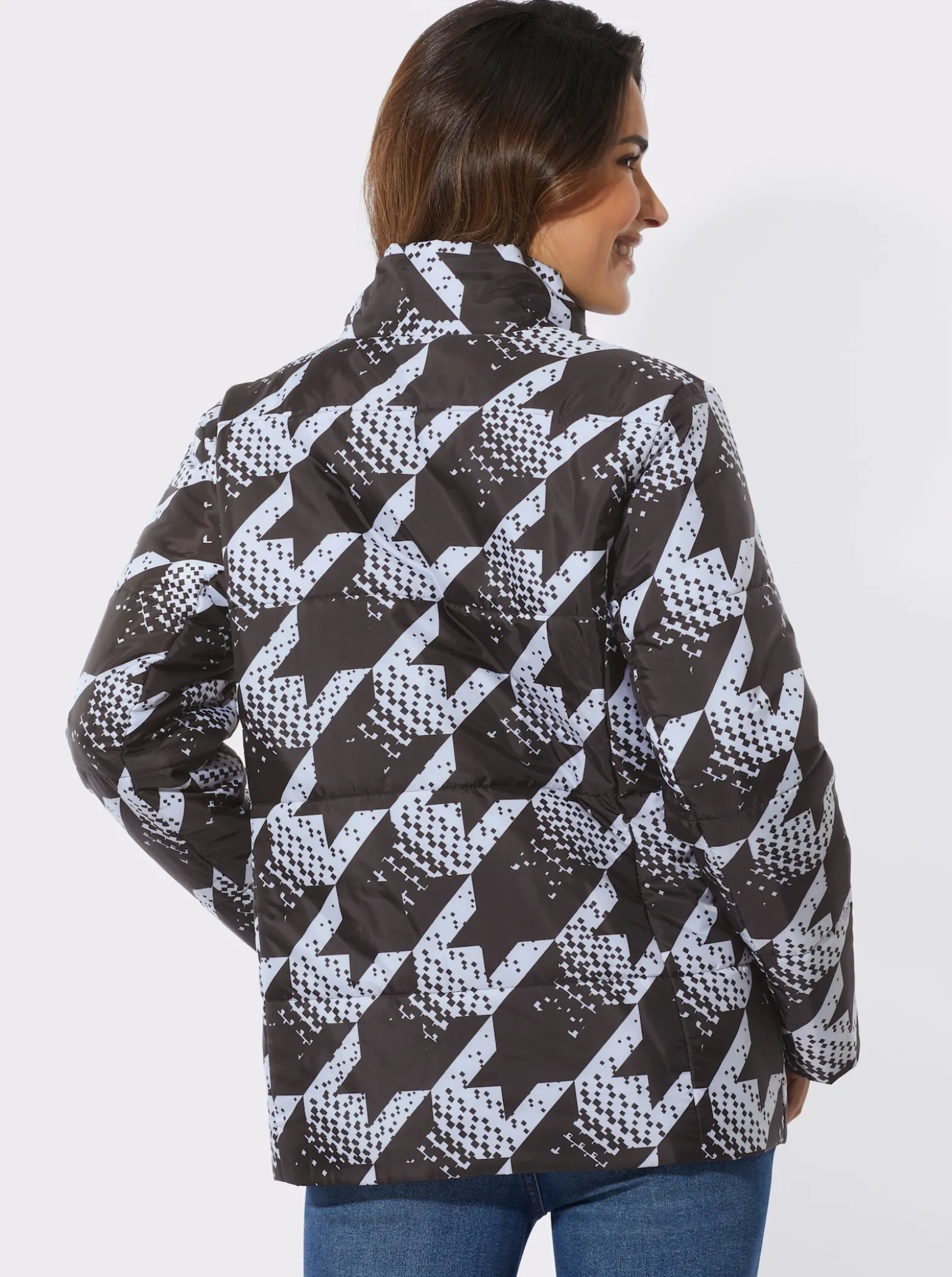 Steppjacke mit Hahnentritt-Muster
