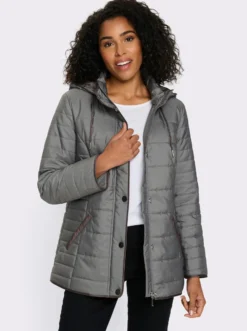 Steppjacke mit Kapuze und Stehkragen