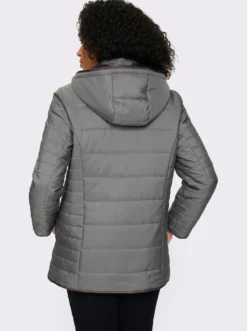 Steppjacke mit Kapuze und Stehkragen
