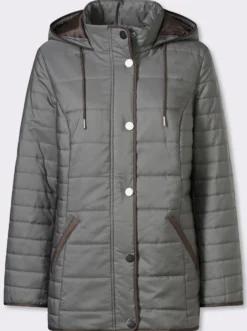 Steppjacke mit Kapuze und Stehkragen