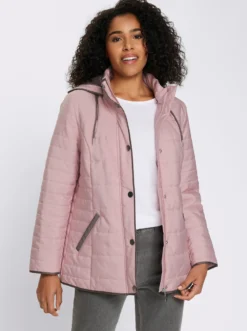 Steppjacke mit Kapuze und Stehkragen