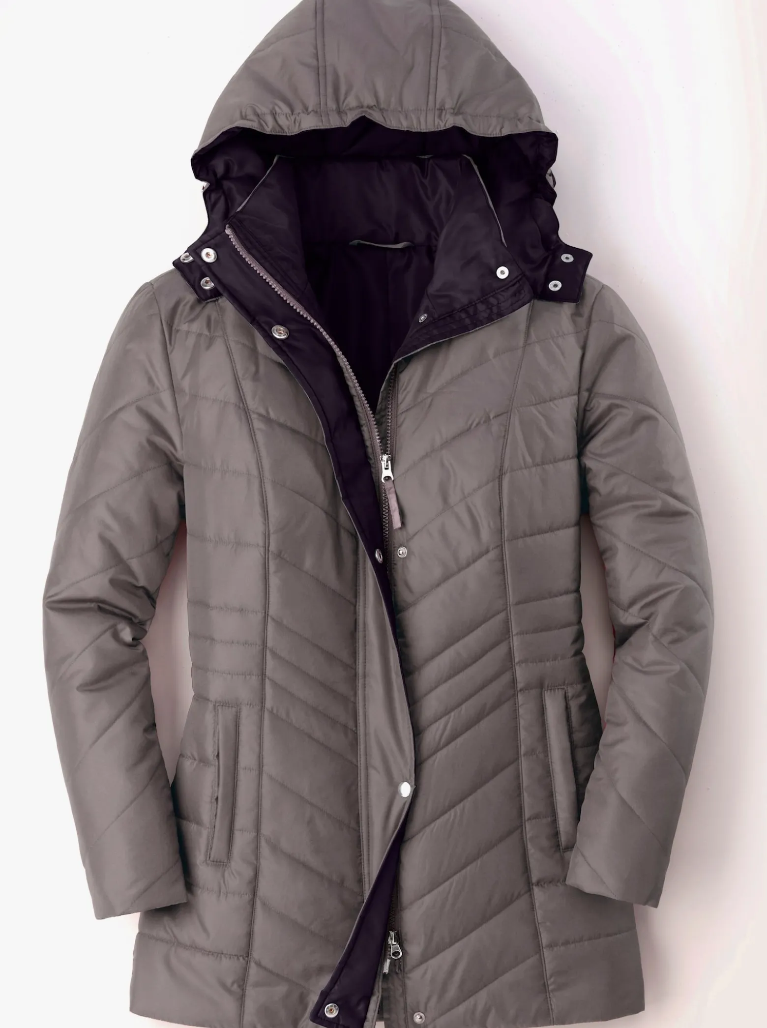 Steppjacke mit Kontrastfutter