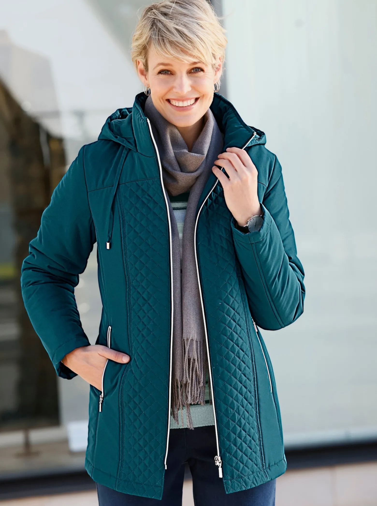 Steppjacke mit Rautenstepp