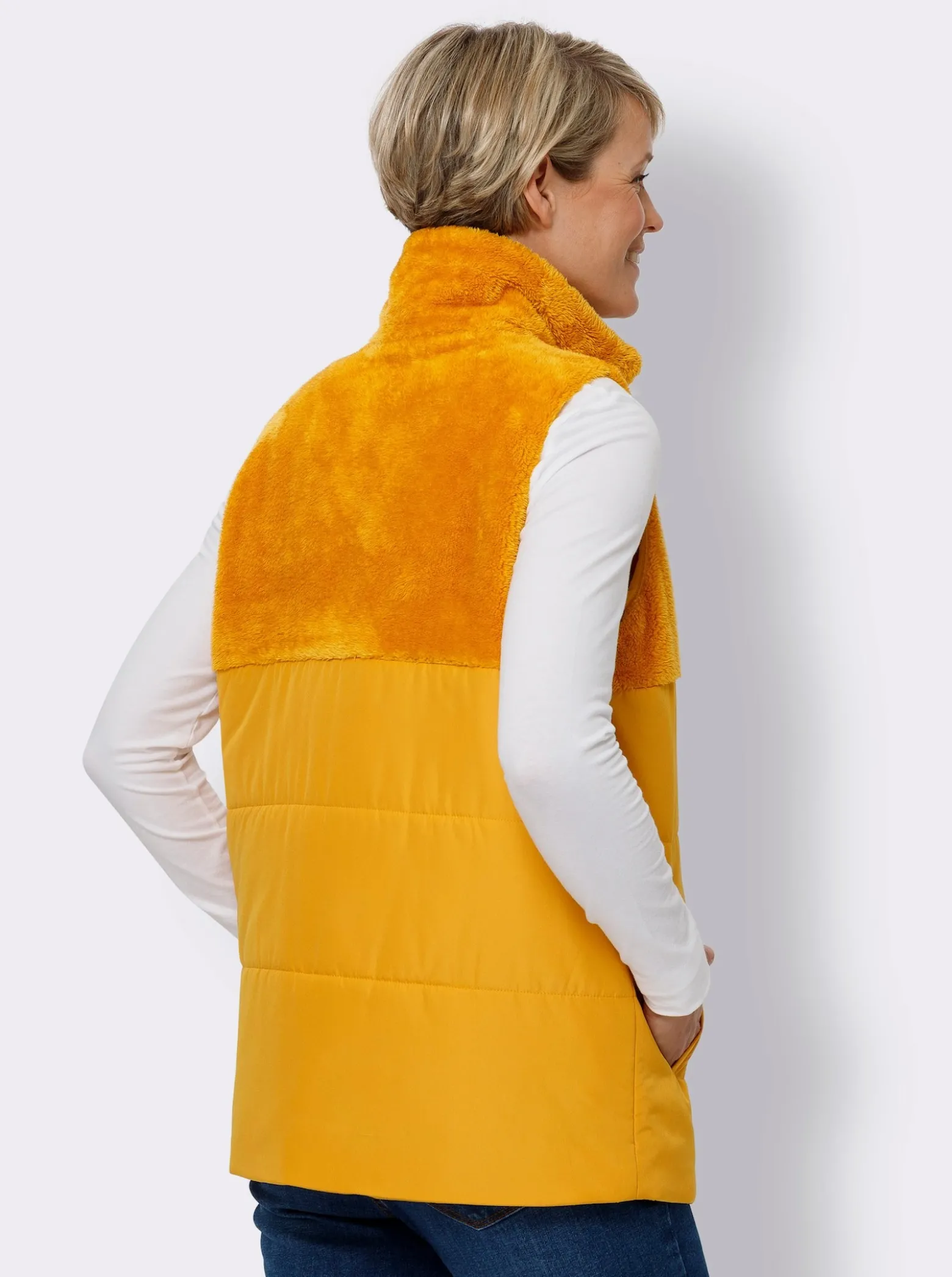 Steppweste mit Teddy-Fleece
