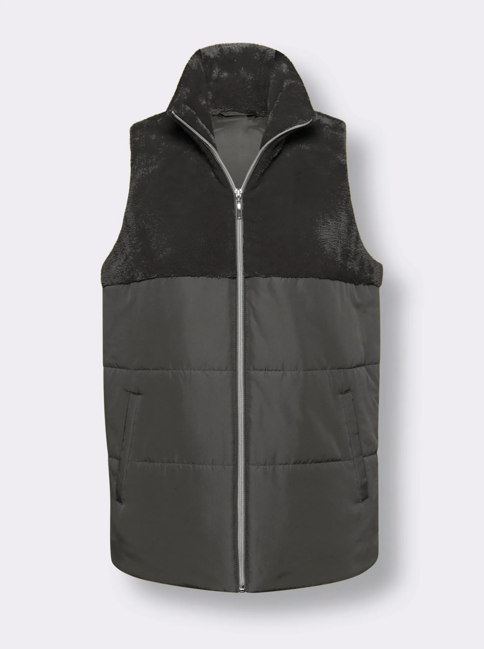 Steppweste mit Teddy-Fleece