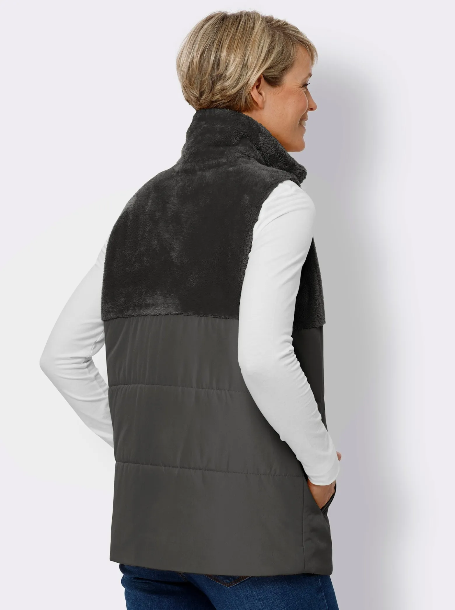 Steppweste mit Teddy-Fleece