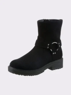 Stiefelette mit silberfarbener Zierschnalle