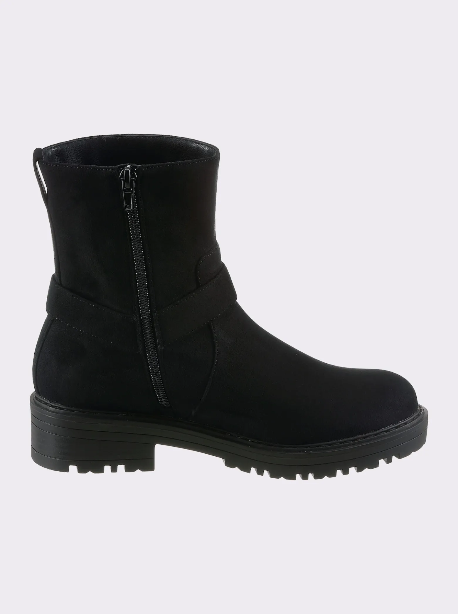 Stiefelette mit silberfarbener Zierschnalle