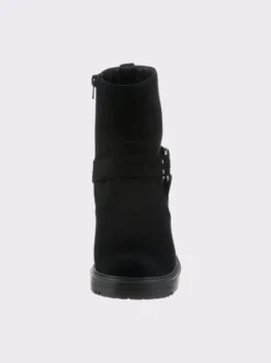 Stiefelette mit silberfarbener Zierschnalle