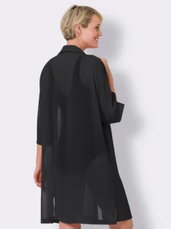 Strandbluse mit zwei Brusttaschen, durchgeknöpft