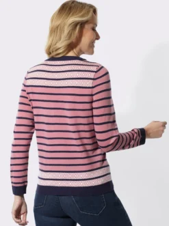 Streifenpullover mit Jacquard-Details