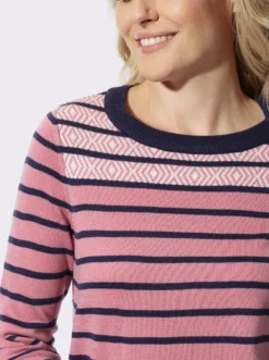 Streifenpullover mit Jacquard-Details