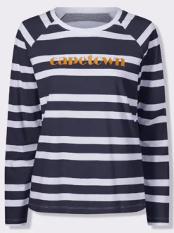 Streifenshirt mit goldfarbener Aufschrift
