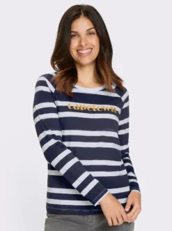 Streifenshirt mit goldfarbener Aufschrift