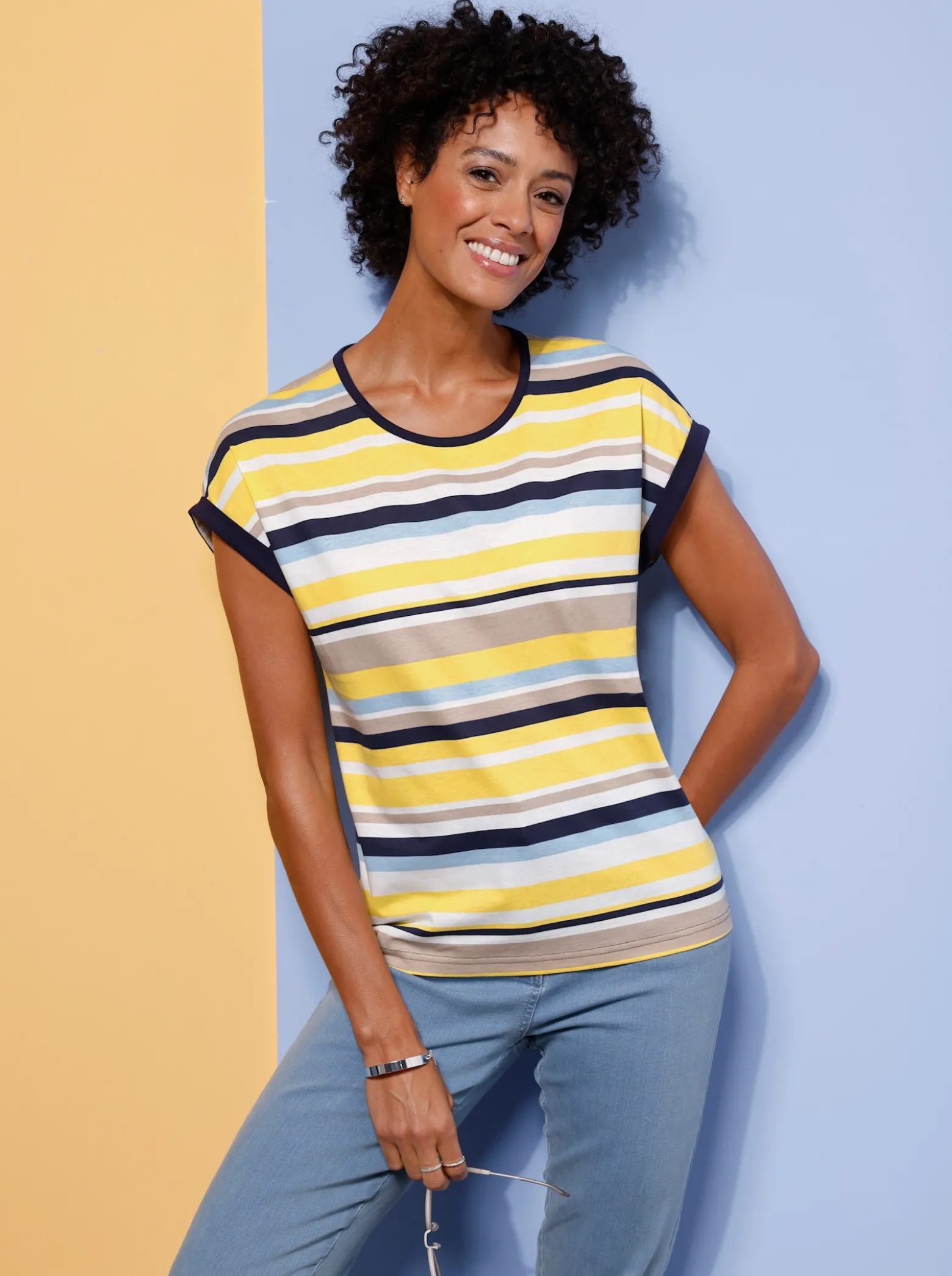 Streifenshirt mit Ärmelaufschlag