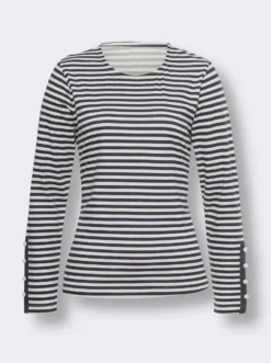 Streifenshirt mit Zierknöpfen