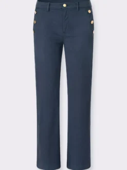 Stretch-Hose mit goldfarbenen Schmuckknöpfen