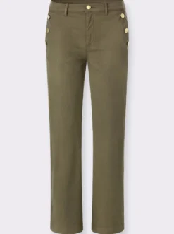 Stretch-Hose mit goldfarbenen Schmuckknöpfen